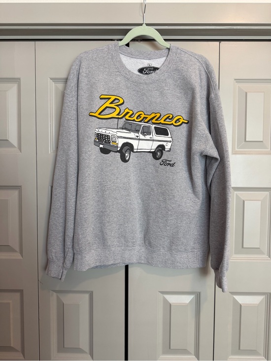 Ford Tops - Ford Bronco Crewneck Sweatshirt - Gray with Yellow Graphic